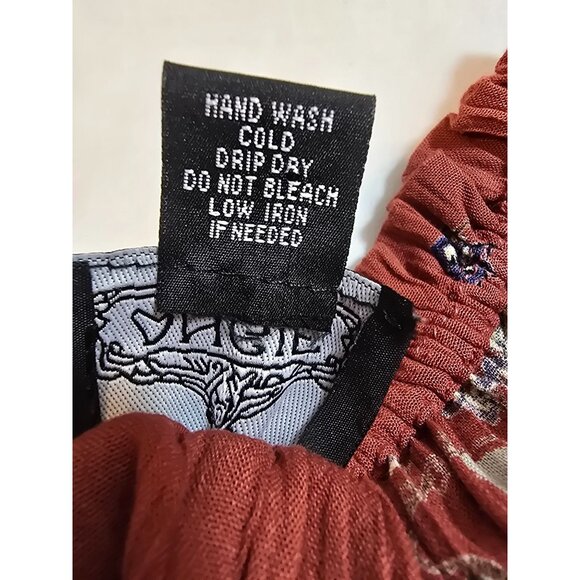 Angie Rust Floral Print Off-Shoulder Romper With Bell Sleeves & Waist Tie Size M - Picture 4 of 15